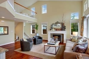 Painted house interior with high ceilings