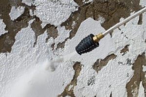 powerwash to remove loose paint