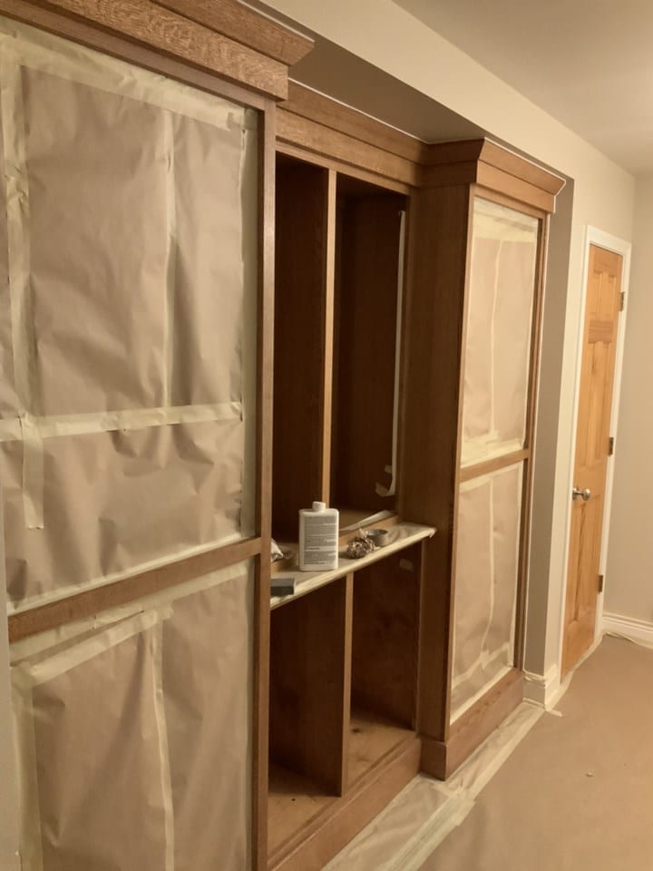 built-ins masked for painting