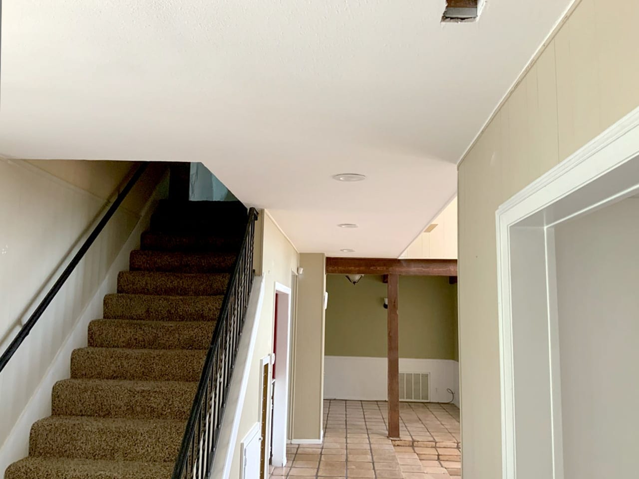 hallway and staircase after popcorn removal