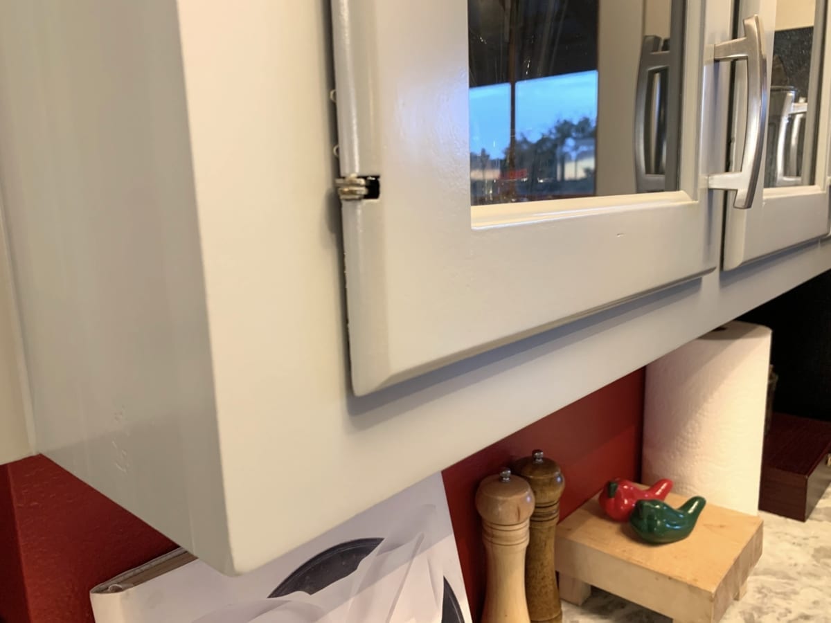 gray kitchen cabinet corner