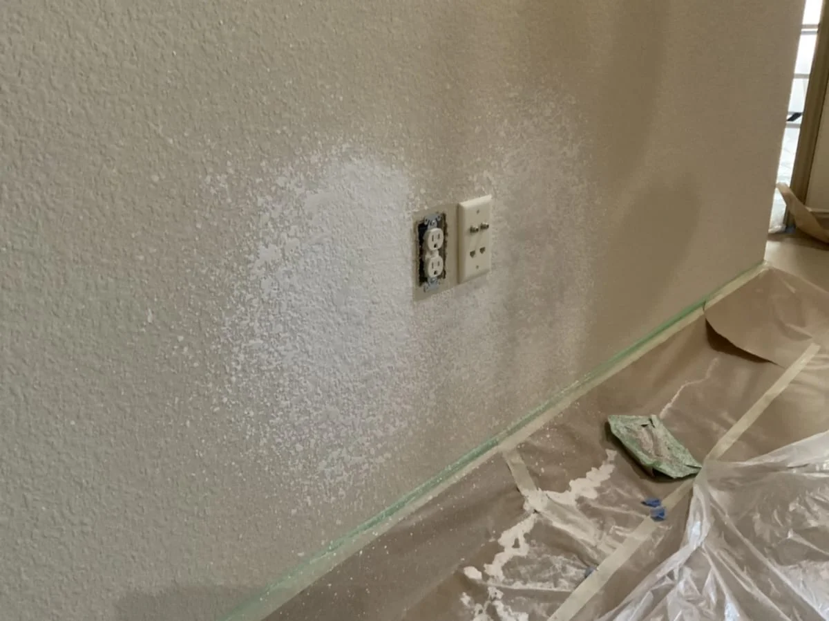 sheetrock texture repair - electrical outlet