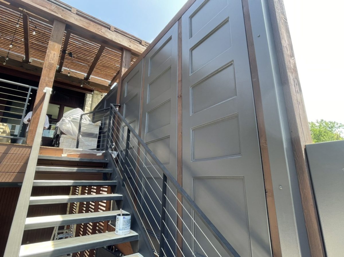 Painted Gray Metal Staircase and Railings - SurePRO Painting