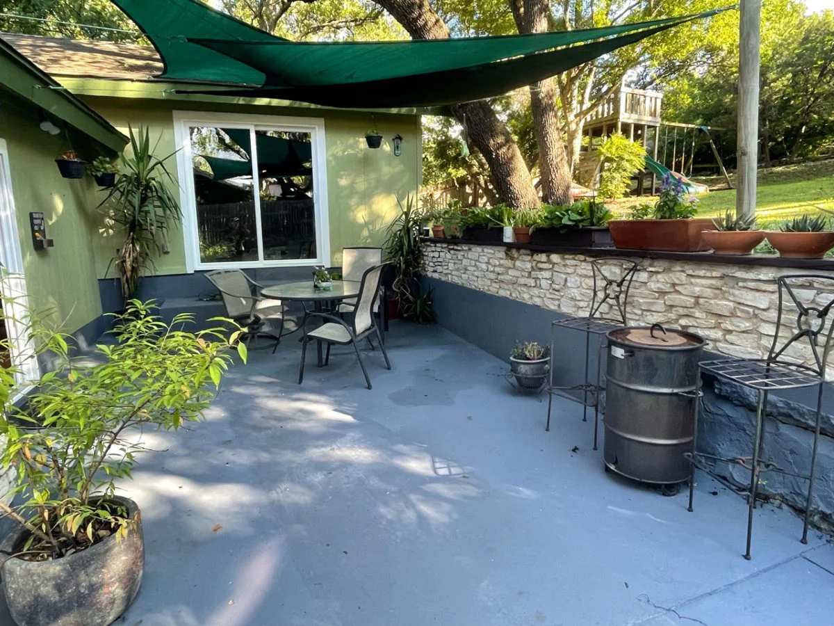 gray painted concrete patio