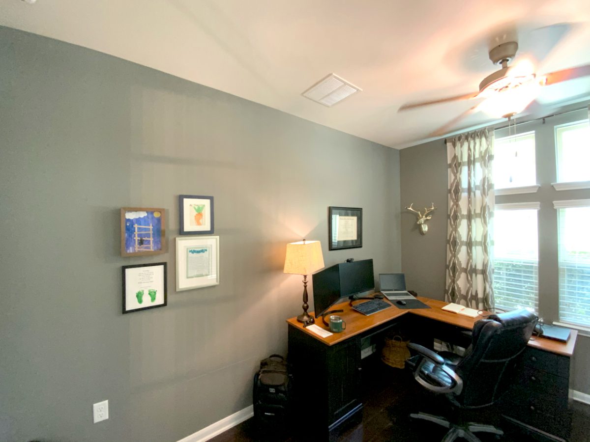 gray office walls with white ceiling