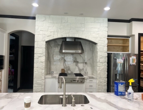 Lime-washed Stone Oven Surround in Kitchen