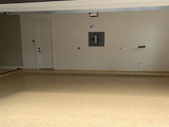 tan garage floor AFTER new epoxy coating